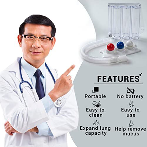 ALRIER Deep Breathing Exercise for Lung Respiratory Breath Trainer 3 Balls