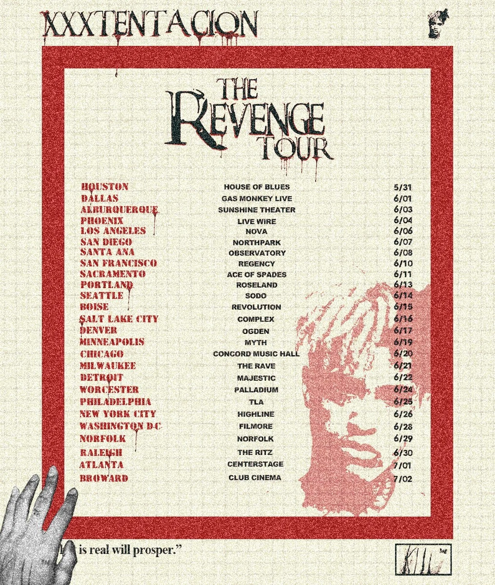 XXXTENTACION THE REVENGE TOUR: CONCERT DATES 2017 USA CONCERT POSTER |  eBay