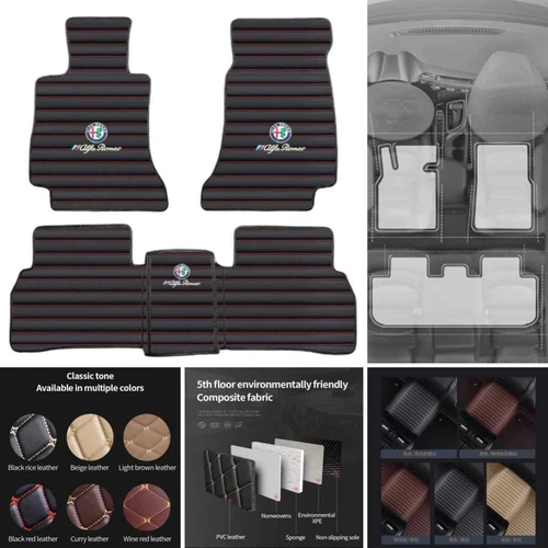 For Alfa Romeo Giulia-Stelvio All Models Car Floor Mats Custom Auto Carpets - Picture 5 of 39