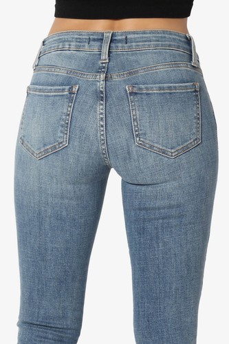 TheMogan Medium Blue Wash Stretch Denim 32 inseam Mid Rise Slim Boot Cut Jeans - Picture 7 of 14