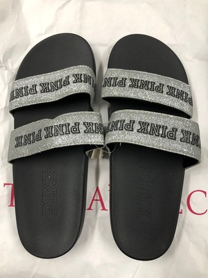 double strap glitter slides