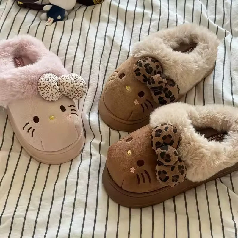 Zapatillas Hello Kitty Otoño Invierno Para Mujer Felpa Kawaii Sanrio Hogar Cálido Algodón Foto 2 de 4