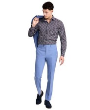 Bar Iii Mens Slim fit Dress Pants 33 / 32 Steel Blue Solid Stretch