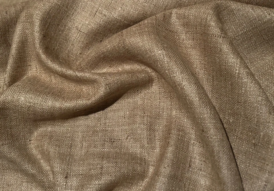 Tobacco Color woven burlap 100% Raw Silk Fabric, 54" Wide, By Th Yard (WT-242) - Image 3 of 3