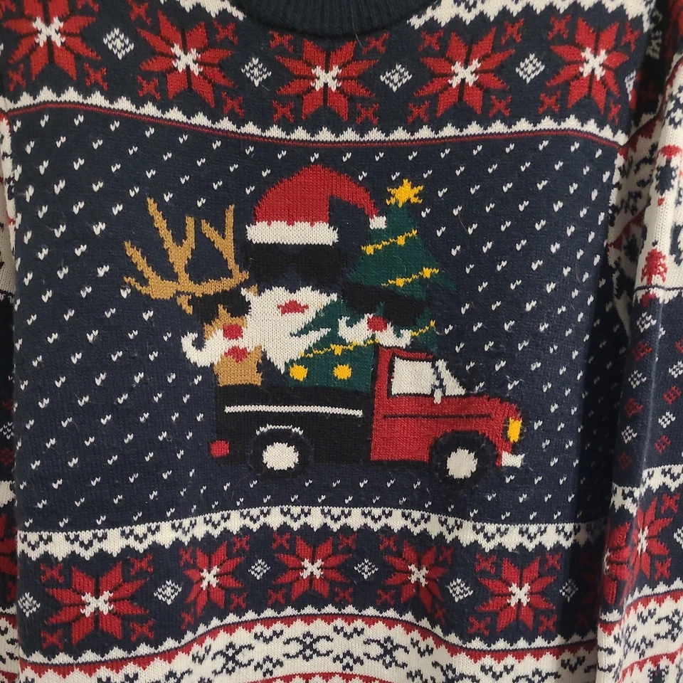 Pullover Weihnachtspullover Gr XL (Gr 50) blau mit Nikolaus von C&A neuwertig - Bild 2 von 4