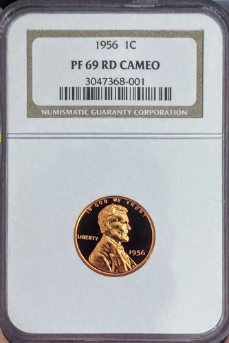 1956 Lincoln Wheat Cent Penny 1c PF 69 RD CAM Cameo Proof Gem Brilliant !
