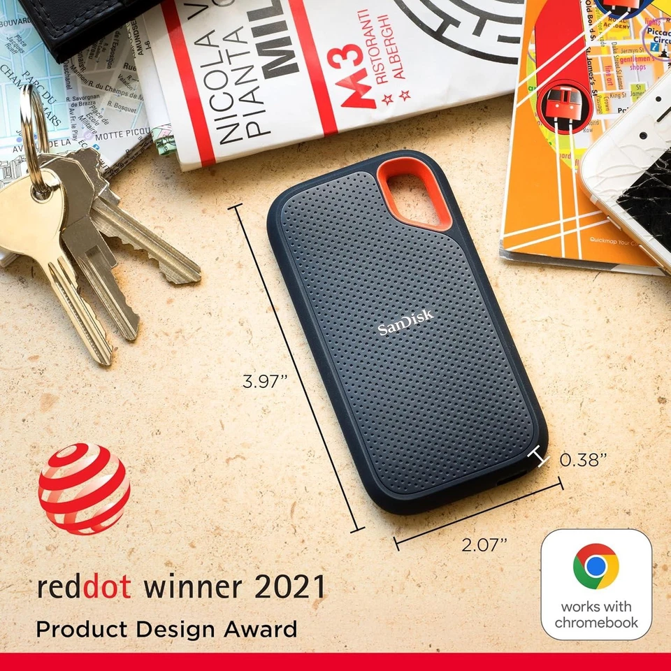 Sandisk 500 GB Extreme Portable SSD External Drive - 1050MB/s / 1000MB/s - Image 2 of 4