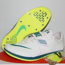 Nike High Jump Elite Track Spikes Mens 9.5 White Green Bright Spruce FZ9636-100