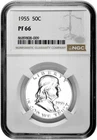 1955 50C Proof Silver Franklin Half Dollar NGC Graded PF 66 in New Holder