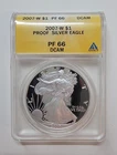 2007-W Proof American Silver Eagle "ANACS PF 66 DCAM" (.999 Fine $1)