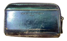 Adrienne Vittadini Studio Small Purse Wallet Metal Opalescent Blue Distressed