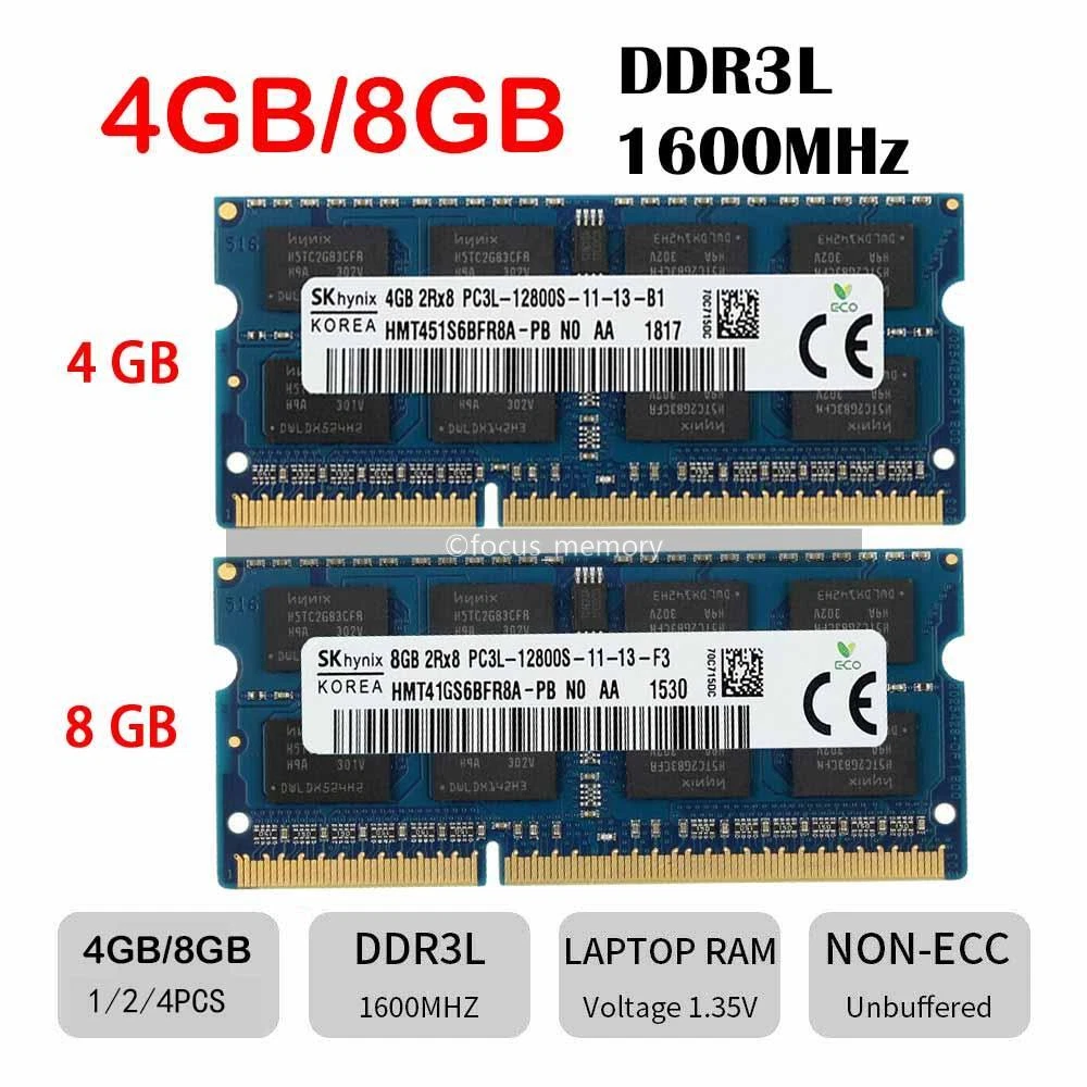 Hynix 4GB 8GB 16GB DDR3L 1600 PC3L 12800S 204Pin SO DIMM Laptop