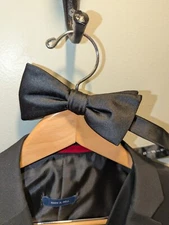 Stafford Satin Solid Bowtie Black  Polyester Adjustable 14 1/2 to 20"
