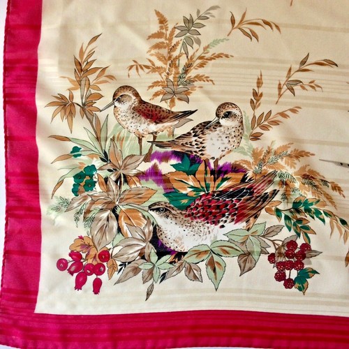 Made in Italy designer silk scarf vintage square Large 34”x34" Bird Motif - Picture 2 of 8