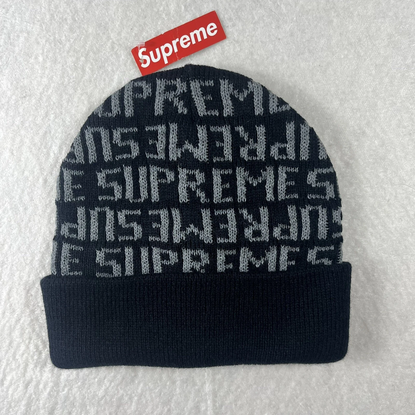 Bonnet Supreme Reflective Repeat 3M noir FW16 BN5 NEUF