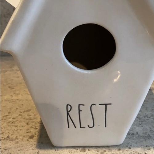 RAE DUNN weiß REST Keramik VOGELHAUS Nest SCHRÄGES DACH brandneu ~ KOSTENLOSER VERSAND! - Bild 6 von 10
