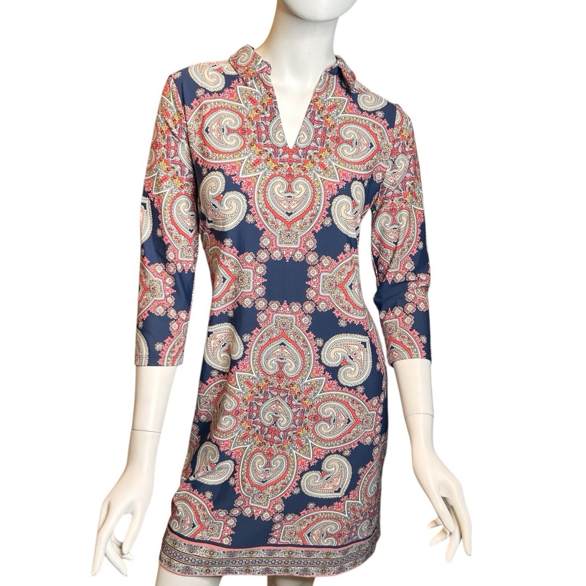 charter club petite dresses NWT Medium Medallion Print Shift Dress Dark Navy Pink Guava Ebay