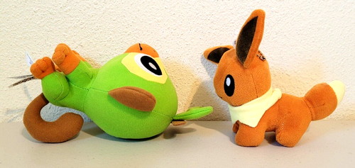 2 Pokemon GROOKEY and EEVEE Keychain Stuffed Animal Plush 6" - Picture 4 of 7
