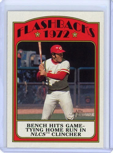 2021 Topps Heritage Flashbacks 1972 - Johnny Bench Game Tying HR BFB-JB