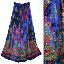 Plus Size 3X/4X/5X/6X Indian Ethnic Sequin Maxi Floral Skirt For Women Boho