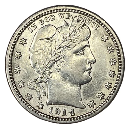 1914 25C Barber Quarter AU-UNC #