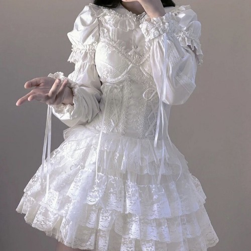 Women Japanese-style Lolita Gothic High-waisted Ribbon Dress Party Dress - Bild 19 von 27