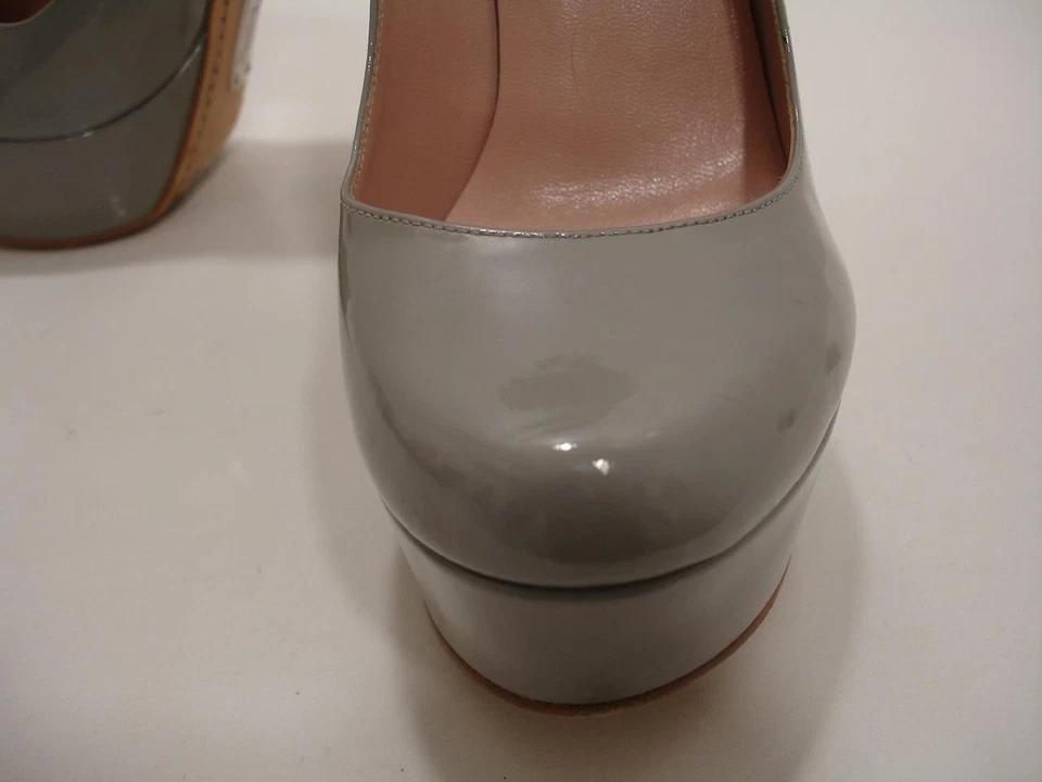 Womens 6 36 Alejandro Ingelmo Platform Pumps Gray Patent Leather High Heel Shoes - Image 2 of 4
