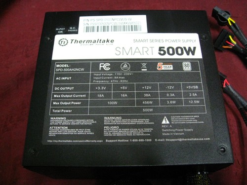 Thermaltake Smart Series 500W 80 Plus Computer Power Supply SPD-500AH2NCW - Afbeelding 9 van 12