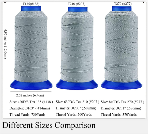 Tex 135 Filo Poliestere per Cucito 730Yards #138 T135 420D Resistente ai UV Alto St - Foto 2 di 12