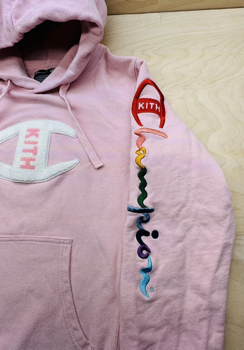Kith Champion Logo Hooded Sweatshirt Hoodie Womens Med Pink