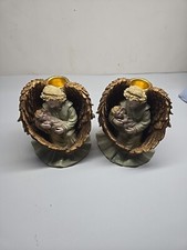 Carlton Cards Set Of 2 Two Vintage Angel Taper Holder.