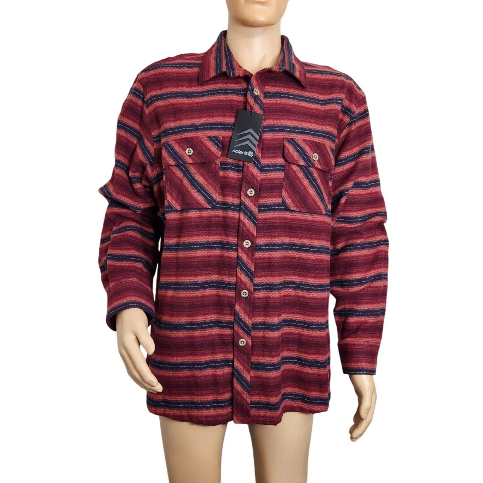 Solaris Men's Shirt Size XL Long Sleeve Button Up Quilted Flannel Multi NWT 14