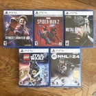 PS5 Game Lot 5 Games Spider-Man 2 Street Fighter Metal Gear Solid NHL Star Wars