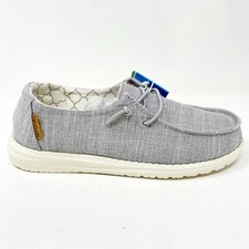 Hey Dude Wendy Linen Grey Youth Slip On Comfort Lightweight Loafer Shoes