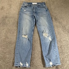 MOTHER Superior The Tomcat Jeans Womens 25 Blue High Rise Straight Distressed