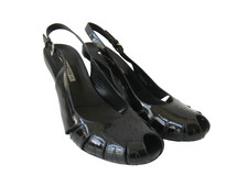 VIA SPIGA BLACK PATENT LEATHER PEEP TOE SANDAL 3.5 "HEEL SIZE 8M SUPER HOT 180