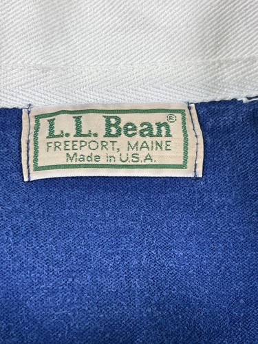 Vintage LL Bean Rugby Shirt Mens XL Blue Heavy Cotton 80s 90s Made in USA - Picture 6 of 11