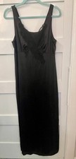Vintage Vanity Fair Black Nylon Full Slip Dress Lace Bodice Size 36 USA