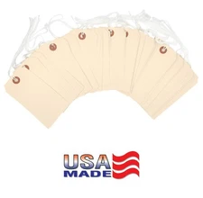 100 Tags 4 3/4" x 2 3/8" Size 5 Manilla Inventory Shipping Hang Tag with Stri...