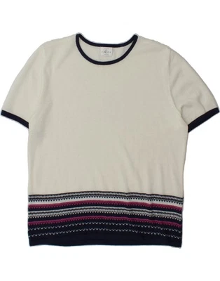 EASTEX Womens Crew Neck Jumper Sweater UK 14 Large White Striped AC12 - Image 1 of 3