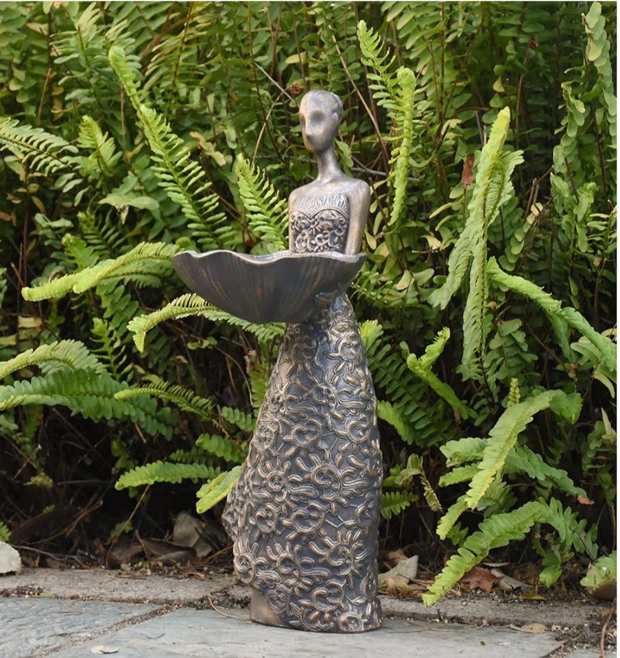 Engel Gartenstatue Mit Solarlicht - Harz Figur 33,5 Cm Für Terrasse & Garten