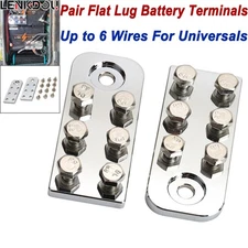 Pair 6 Spot SAE Top Post Flat Lug Style Battery Terminal Distribution Blocks 2PC