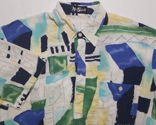 Vintage 1970-80s Alan Stuart Abstract Banded Polo Large Shirt