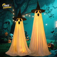 2 Packs Halloween Decorations Outdoor, Light up Ghost Decorations with 8 Modes
