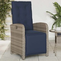 Gartensessel Mit FußTeil Verstellbar Poly Rattan Grau Outdoor