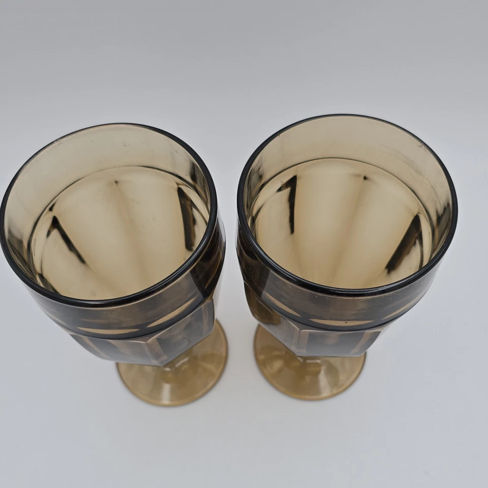 Juego de 2 copas Gibraltar vintage Libbey Duratuff marrón 7" - 14 oz - EE. UU. Foto 3 de 3