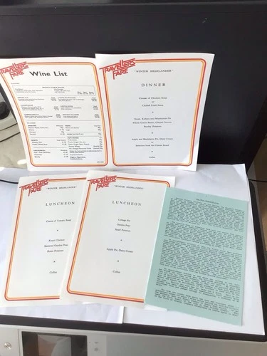 Railwayana -The West Highland Line Booklet, 3 X Menu Cards And Wine list- 1984/5