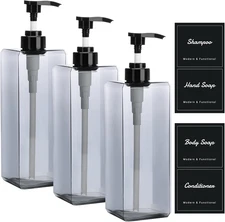 33.8Oz Refillable Shampoo Bottles for Shower, 3Packs 1000Ml Large Empty Pump Dis