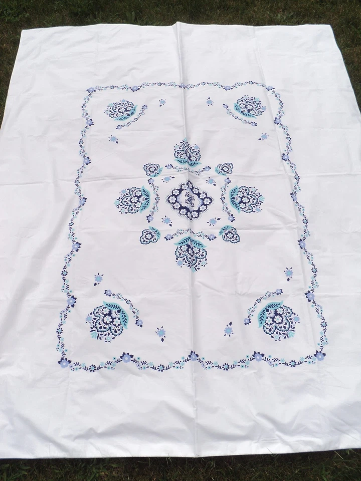 Edredón de algodón con guirnalda floral para niñas blanco azul aguamarina periwinkle talla doble Foto 2 de 4