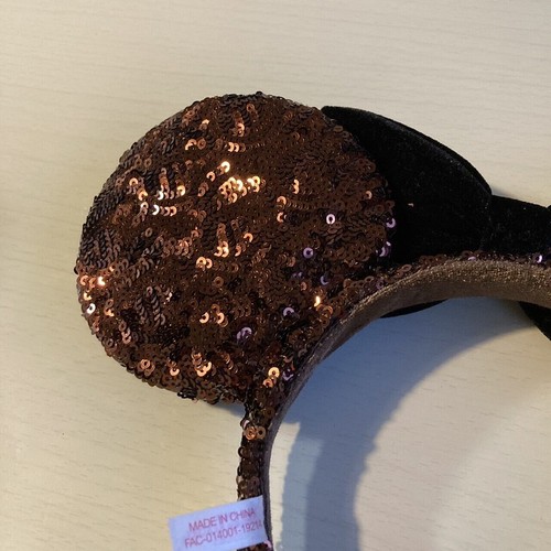 Tokyo Disney Resort Ears Brown sequins Minnie Mouse Very RARE TDR TDS Kawaii - Picture 8 of 12